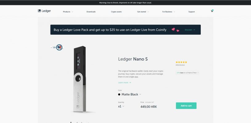 Ledger Nano S hardverski kripto novčanik
