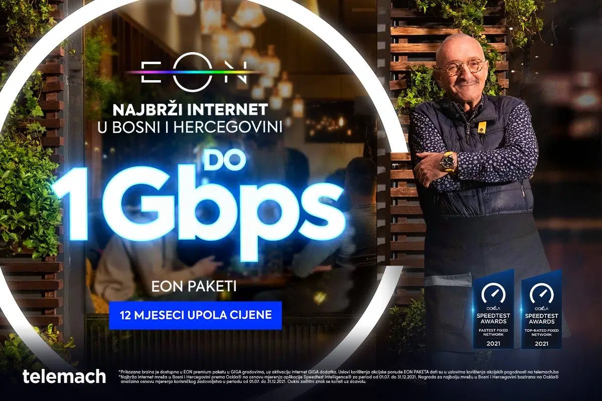 Telemach BH Donosi Nove Brzine Interneta U EON Paketima – Svi Postojeći I Novi Korisnici Moći će Surfati Uz Brzinu Do 1 Gbps