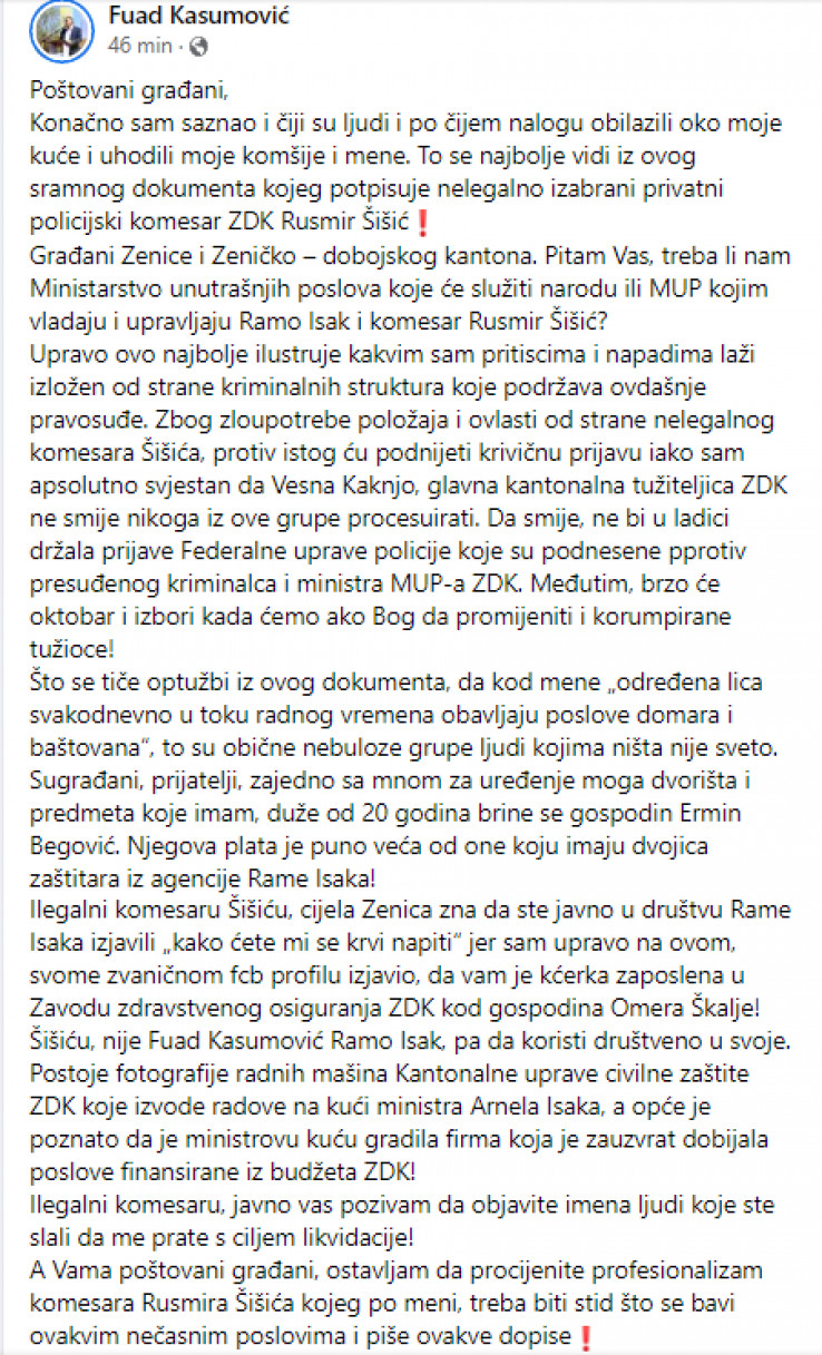 facebook status fuada kasumovića