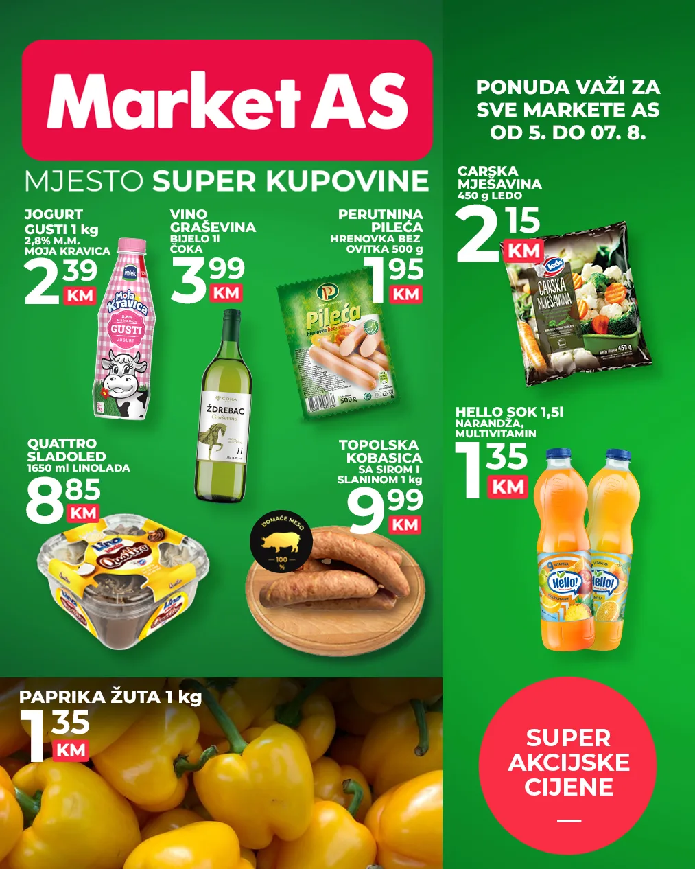 MARKET AS Vikend akcija AVGUST 2022 snizenje od 5.8. do 7.8.2022 2