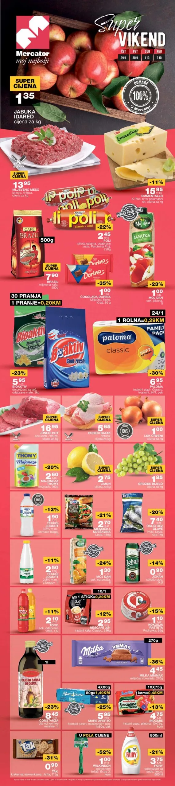 MERCATOR vikend akcija NOVO snizenje od 29.9. do 2.10.2022 2