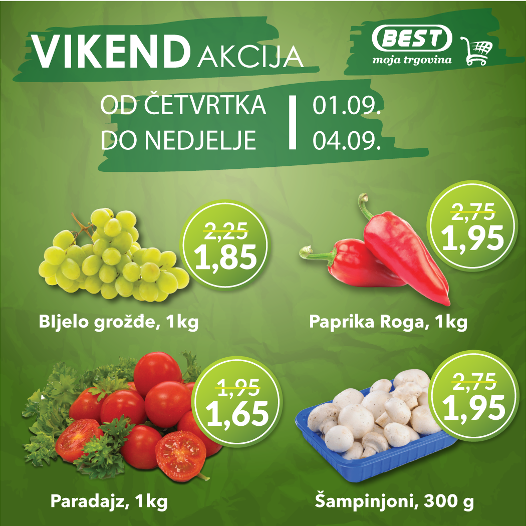 BEST vikend akcija SEPTEMBAR 2022 snizenje od 1.9. do 4.9.2022