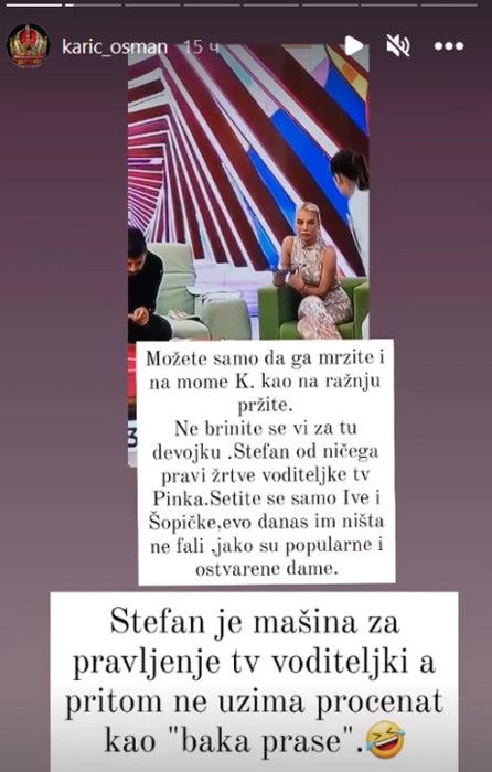 KARIĆ UDARIO NA JOVANU MISICU I BAKU PRASETA: Stefan je mašina za pravljenje TV voditeljica