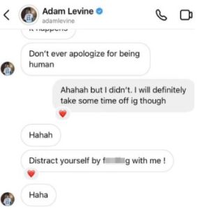 Trudna supruga Adama Levinea prisiljena je čitati njegove poruke drugim ženama nakon licemjerne isprike