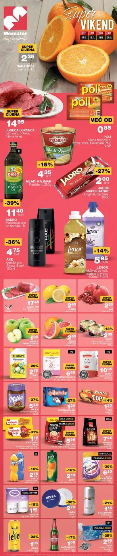 MERCATOR vikend akcija NOVEMBAR 2022 akcija od 17.11. do 20.11 2