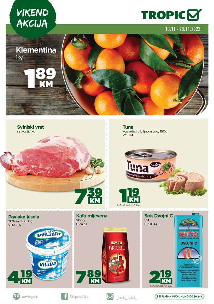 TROPIC vikend akcija NOVEMBAR 2022 snizenje od 18.11. do 20.11.2022 2