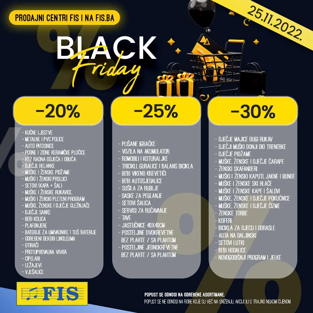 FIS BLACK FRIDAY CRNI PETAK 2022 super snizenje za 25.11.2022 2