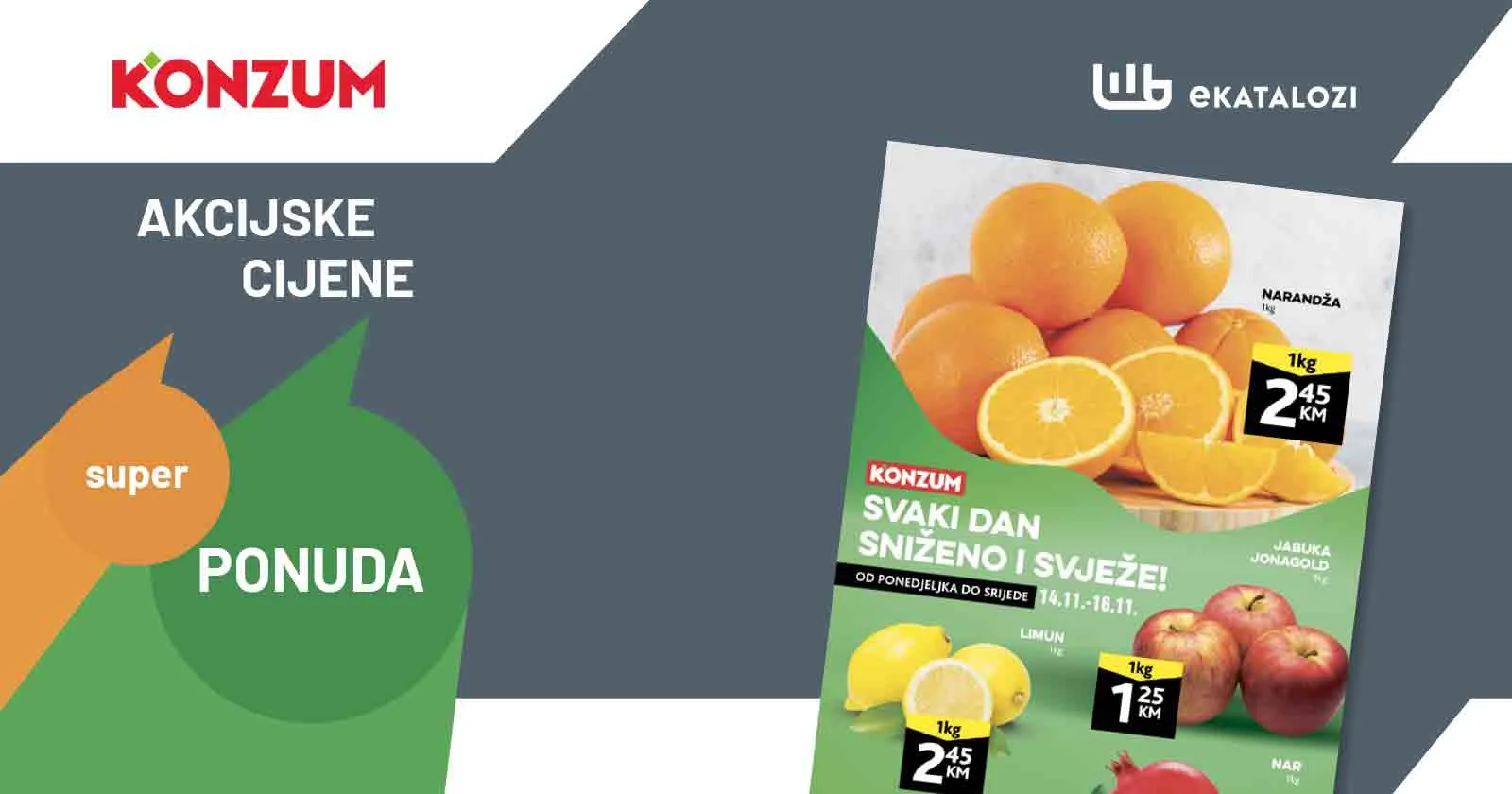 KONZUM akcija za pocetak sedmice NOVEMBAR 2022 snizenje od 14.11. do 16.11.2022 1
