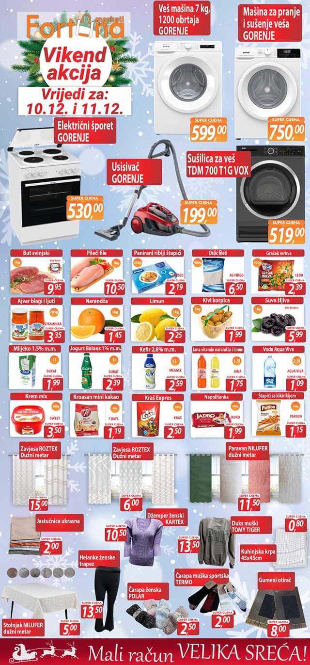 FORTUNA Vikend akcija DECEMBAR 2022. snizenje traje 10.12. i 11.12.2022.FORTUNA akcija