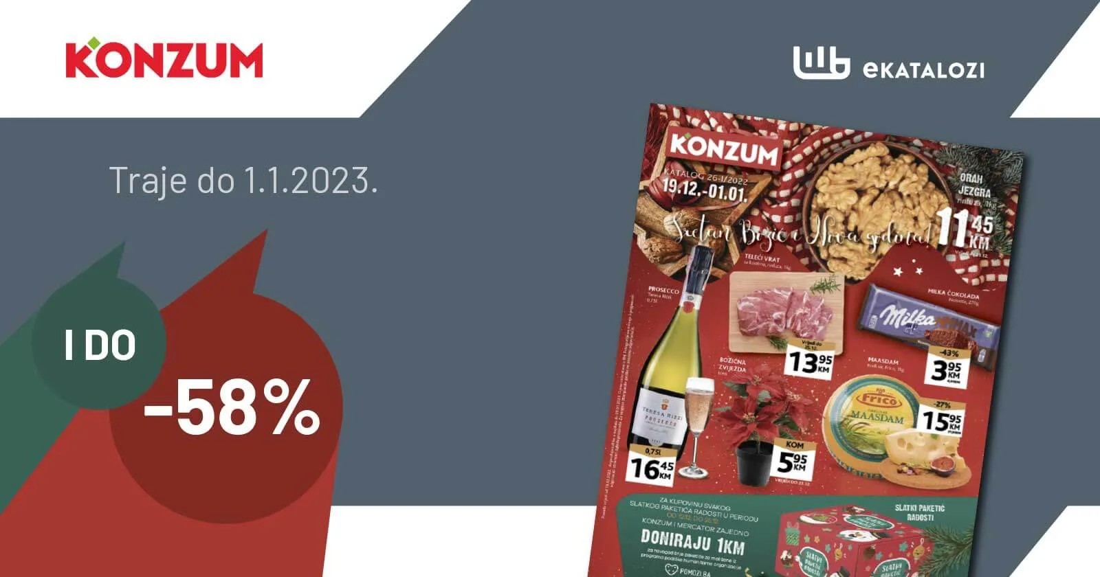 Konzum katalog decembar 2022. Nova snizenja traju od 19.12. do 1.1.2023 1