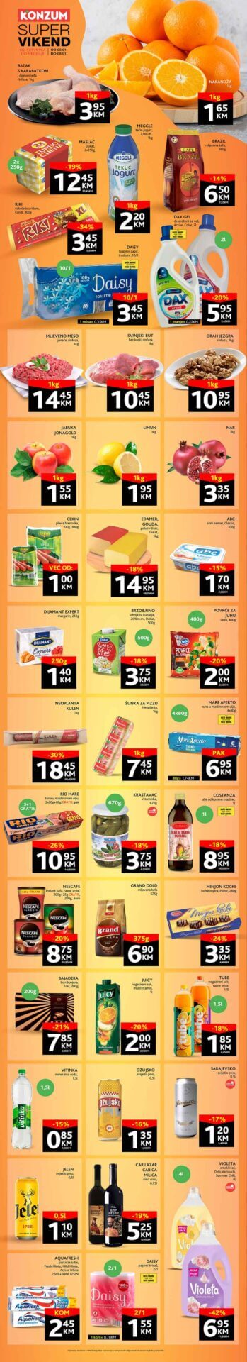 KONZUM Vikend akcija JANUAR 2023. Snizenje traje od 5.1. do 8.1.2023.KONZUM vikend akcija
