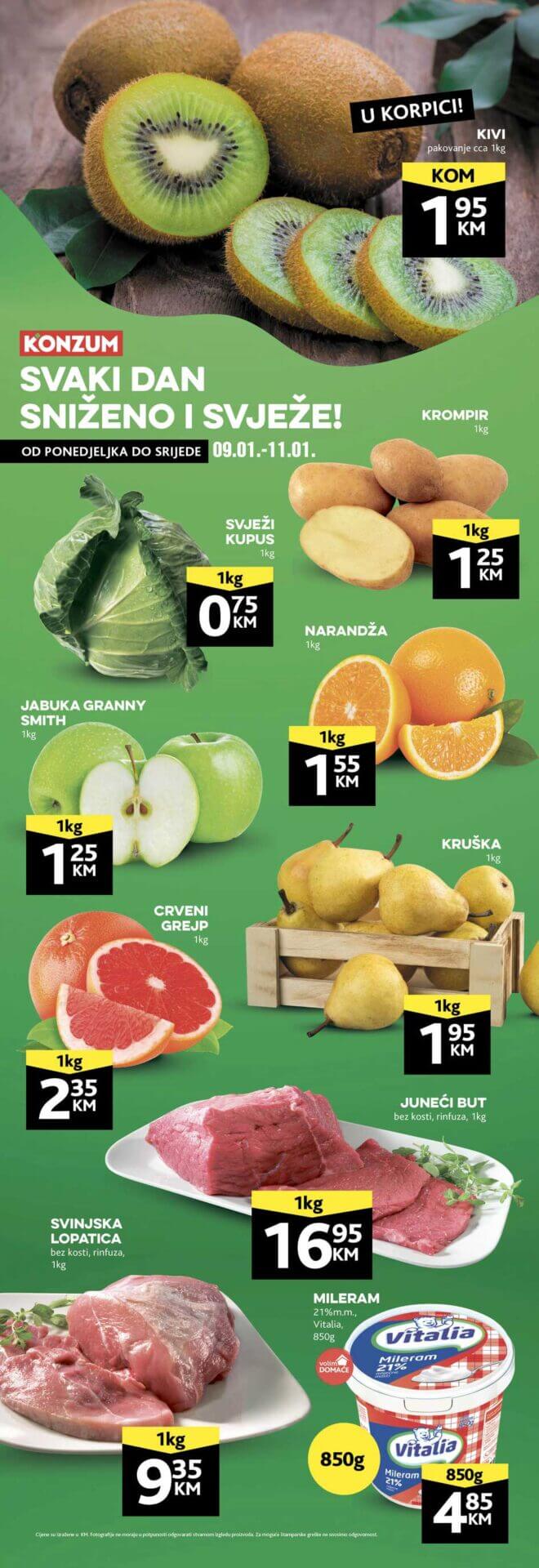 KONZUM akcija JANUAR 2023. Snizenje traje od 9.1. do 11.1.2023. KONZUM akcija