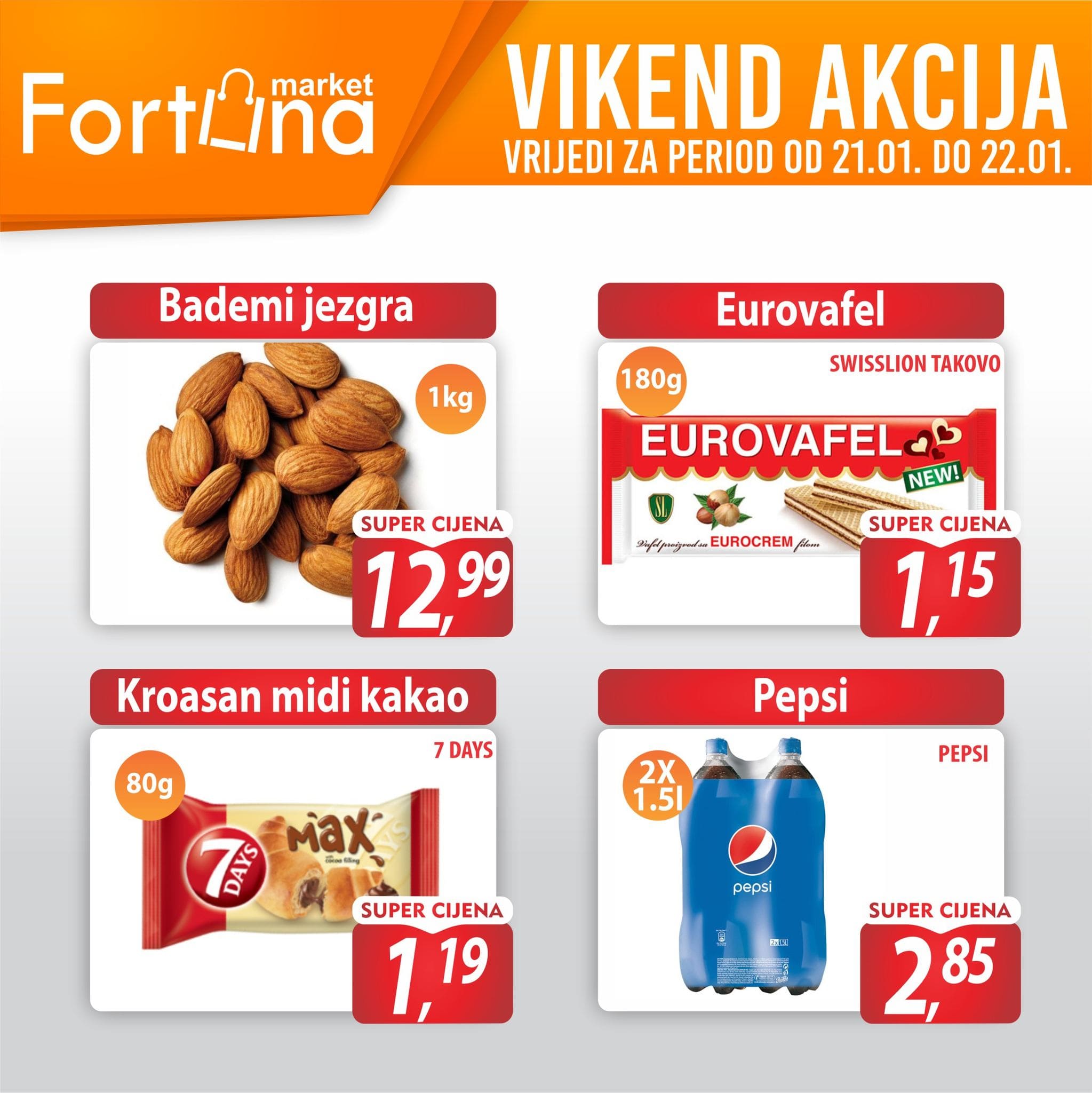 FORTUNA Vikend akcija JANUAR 2023. Snizenje traje 21.1. i 22.1.2023. FORTUNA Vikend akcija 02