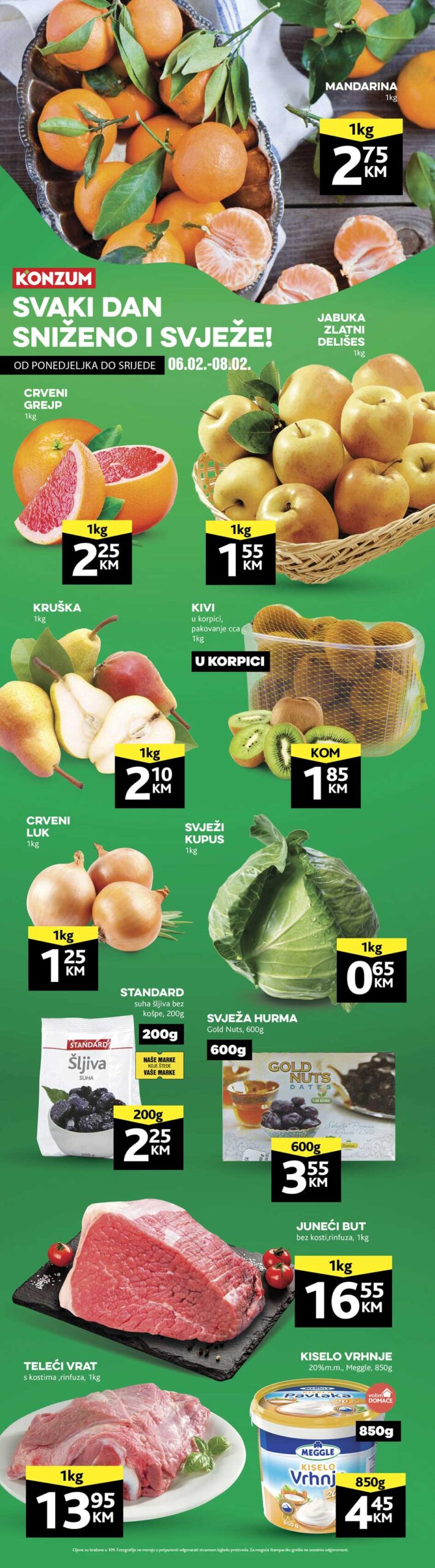 KONZUM akcija za pocetak sedmice FEBRUAR 2023. Snizenje traje od 6.2. do 8.2.2023. KONZUM akcija