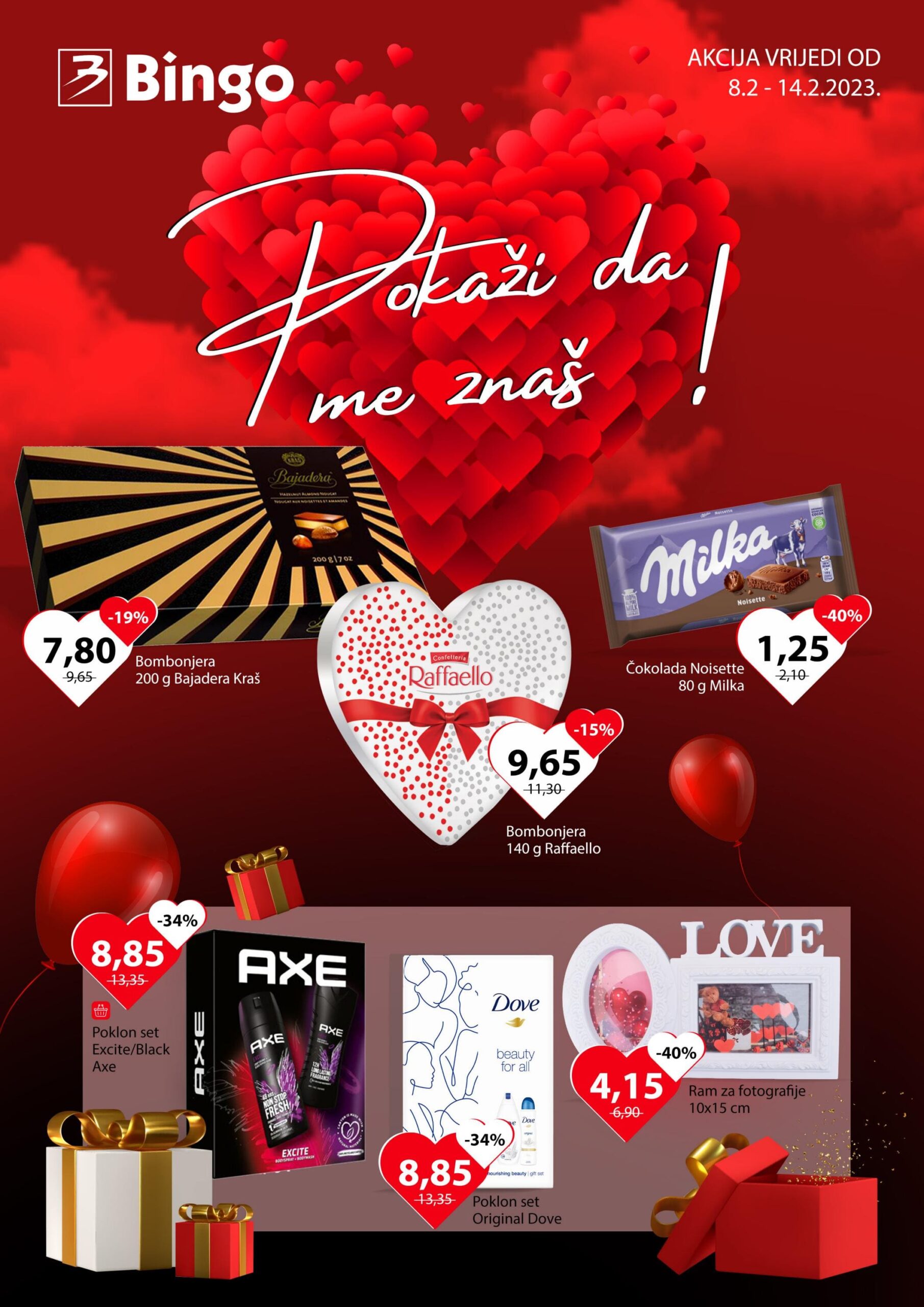 BINGO katalog Valentinovo FEBRUAR 2023. Akcija traje od 8.2. do 14.2.2023. BINGO katalog Valentinovo 01