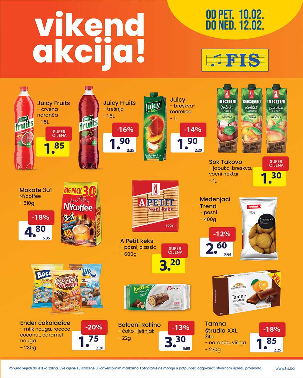 FIS Vikend akcija FEBRUAR 2023. Snizenje traje od 10.2. do 12.2.2023. FIS Vikend akcija 02