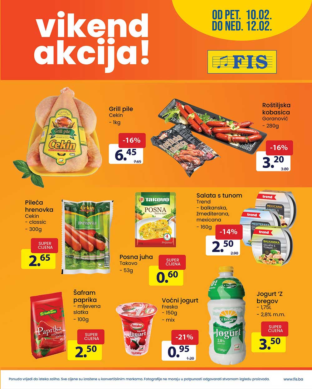 FIS Vikend akcija FEBRUAR 2023. Snizenje traje od 10.2. do 12.2.2023. FIS Vikend akcija 01