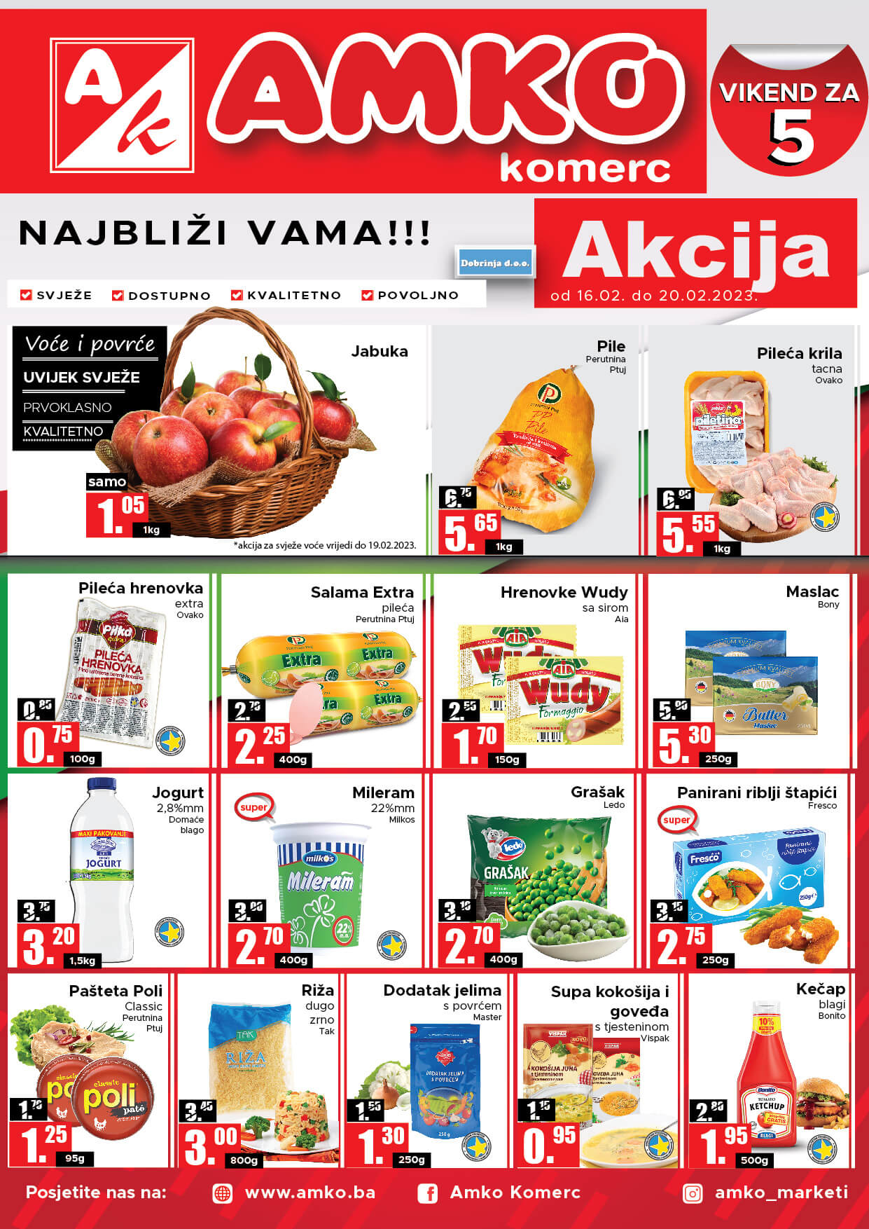AMKO Vikend akcija FEBRUAR 2023. Snizenje traje od 16.2. do 20.2.2023. AMKO Vikend akcija 01