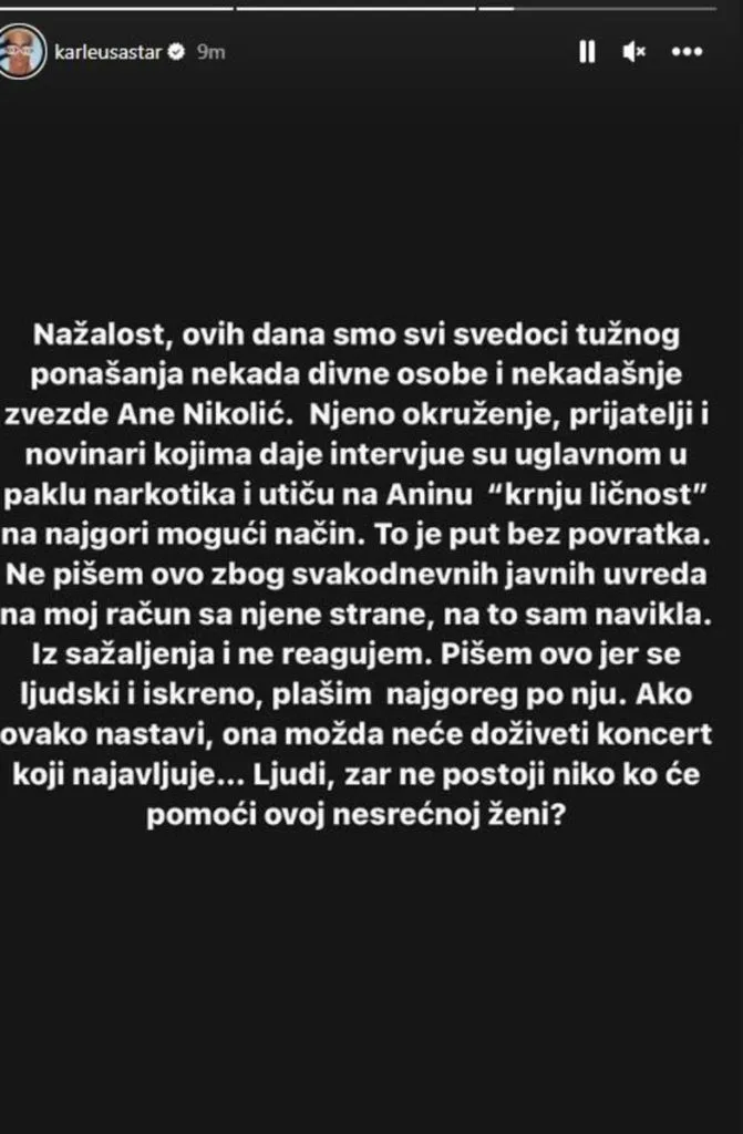 “PLAŠIM SE NAJGOREG, MOŽDA NEĆE DOČEKATI KONCERT” Karleuša objavom zabrinula fanove