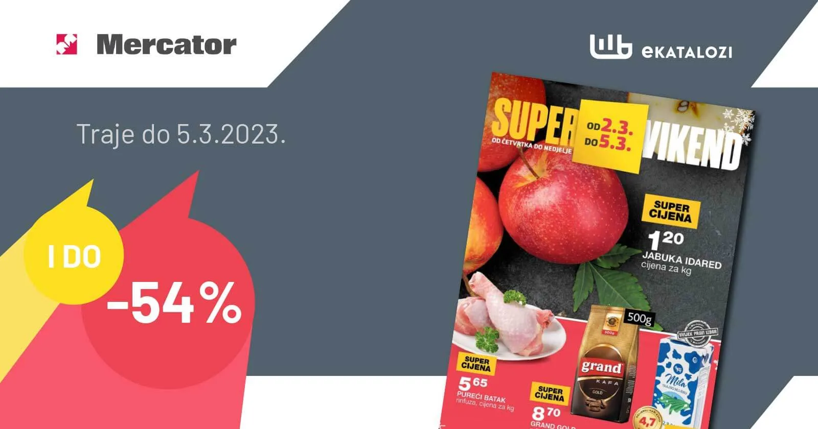 MERCATOR Super vikend akcija MART 2023. sniženje od 2.3. do 5.3.2023.