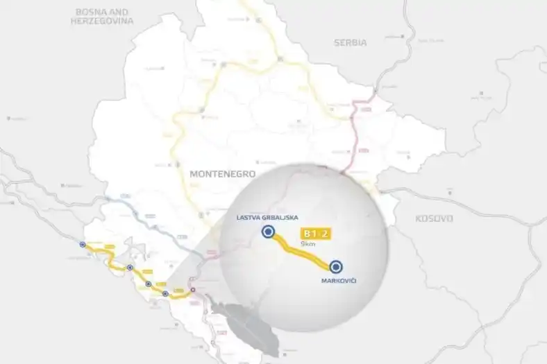 Mapa trase buduće obilaznice oko Budve na dionici Markovići – Lastva Grbaljska