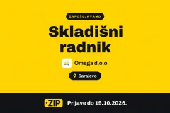 Omega d.o.o. zapošljava: Skladišni radnik (Sarajevo)