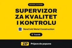 NewCold Metal Construction zapošljava: Supervizor za kvalitet i kontrolu (Travnik)