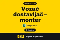 Bingo d.o.o. zapošljava: Vozač dostavljač – monter (Sarajevo)