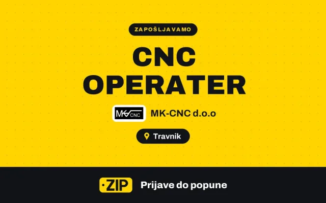 MK-CNC d.o.o zapošljava: CNC operater (Travnik)