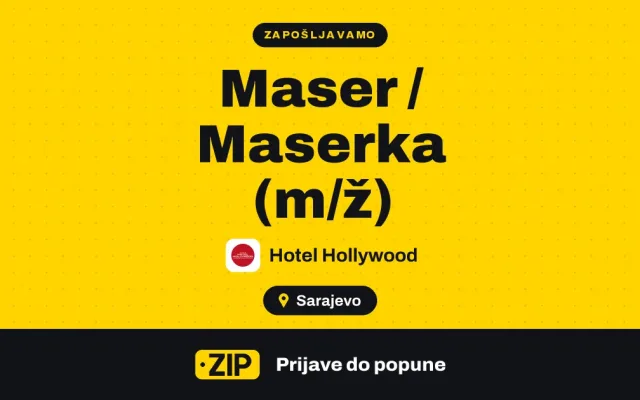 Hotel Hollywood zapošljava: Maser / Maserka (m/ž) (Sarajevo)