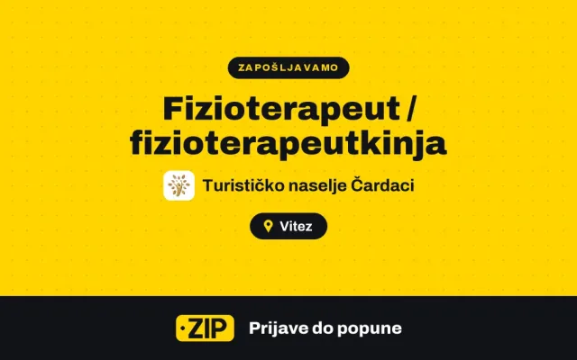 Turističko naselje Čardaci zapošljava: Fizioterapeut / fizioterapeutkinja (Vitez)