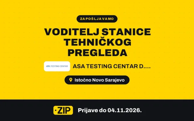 ASA TESTING CENTAR D.O.O. zapošljava: Voditelj stanice tehničkog pregleda (Istočno Sarajevo)
