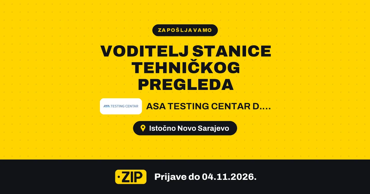 ASA TESTING CENTAR D.O.O. zapošljava: Voditelj stanice tehničkog pregleda (Istočno Sarajevo)