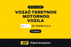 ZE-TRANS D.O.O. zapošljava: Vozač teretnog motornog vozila (Zenica)